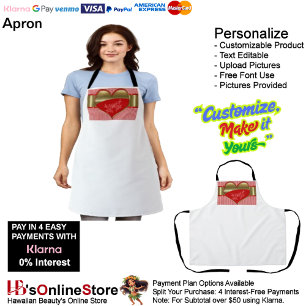 Boxes of Hearts Print Apron with White Background