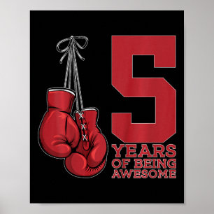 Boxing 5 Years Of Being Awesome Boxer 5th Birthday Poster