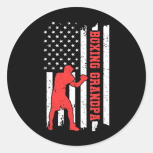 Boxing America Flag Boxing Martial Arts Boxing Gra Classic Round Sticker