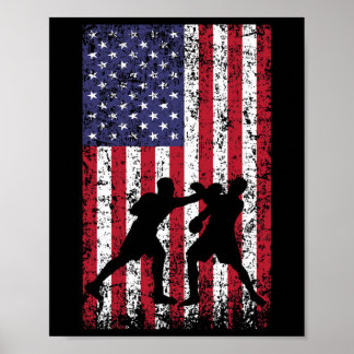 Boxing American Flag Poster