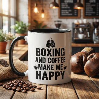 Boxing and Coffee Make Me Happy Funny Boxer Mug