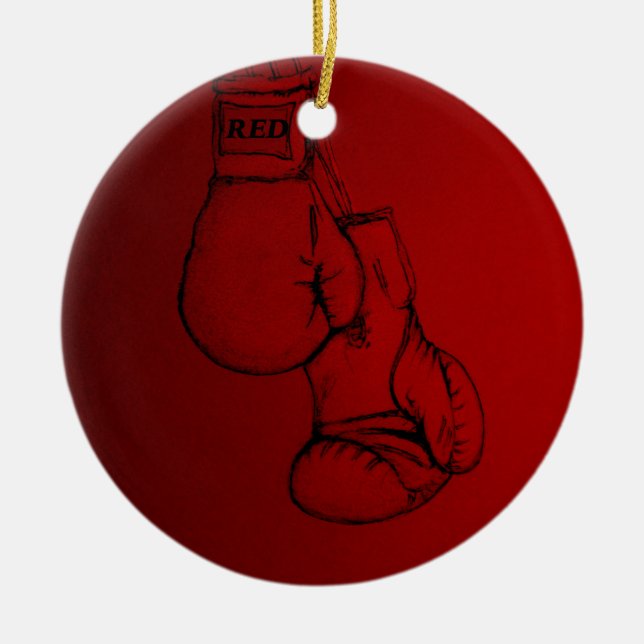 Boxing art straight to the Punch. Ceramic Tree Dec Ceramic Ornament (Front)