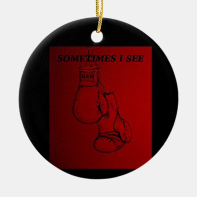 Boxing art straight to the Punch. Ceramic Tree Dec Ornament (Front)