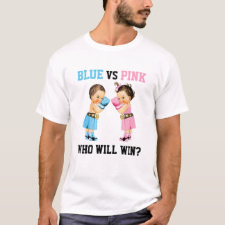 Boxing Babies Boy Girl Gender Reveal Blue or Pink T-Shirt