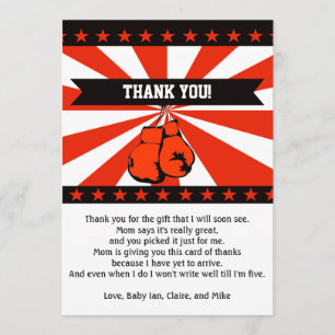 Boxing Baby Shower Thank You Card Note