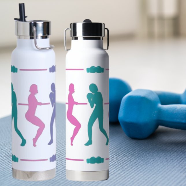 Boxing Barre Colourful Female Silhouettes Water Bottle (Creator Uploaded)
