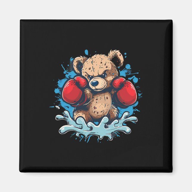 Boxing Bear Lover Boxing Gloves Kickboxing Funny B Magnet (Front)