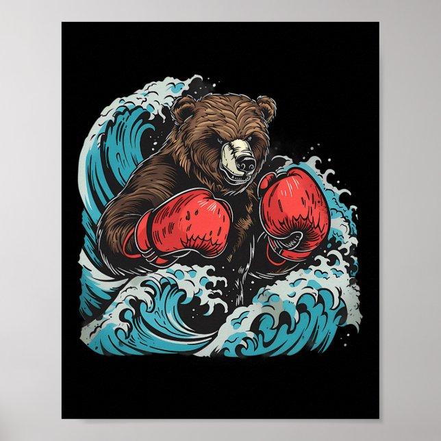 Boxing Bear Lover Boxing Gloves Kickboxing Funny B Poster (Front)