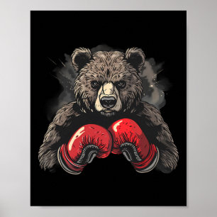 Boxing Bear Lover Boxing Gloves Kickboxing Funny B Poster