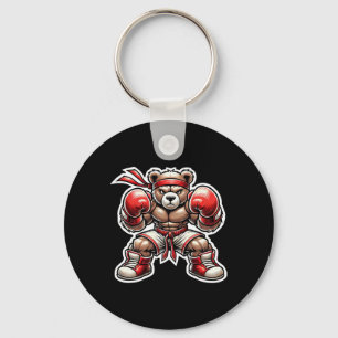 Boxing Bear Martial Arts Street Grizzly Muay Thai Keychain