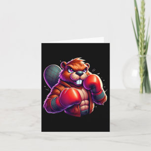 Boxing Beaver Boxer Kickboxer Mma Fighter Martial Card