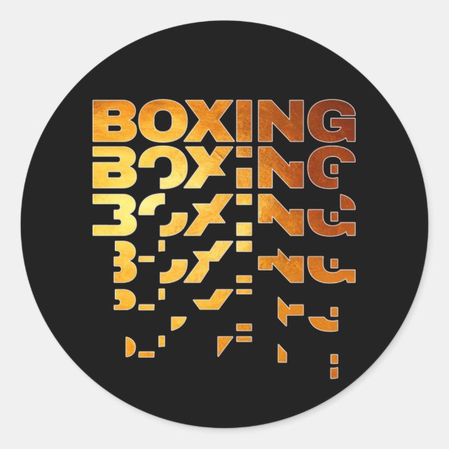 Boxing Boxer Graphic Word Art Classic Round Sticker (Front)