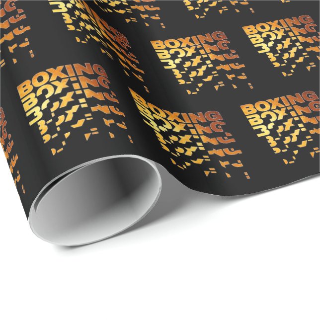 Boxing Boxer Graphic Word Art Wrapping Paper (Roll Corner)