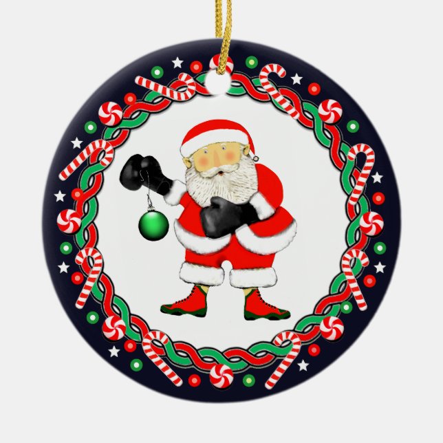 Boxing Boxer Holiday Gift Ceramic Ornament (Front)