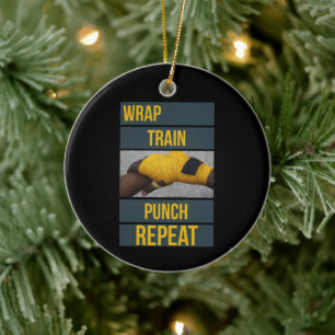 Boxing Boxer Training Quote Wrap Train Punch Ceramic Ornament