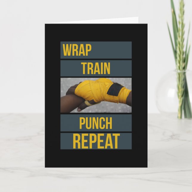 Boxing Boxer Training Quote Wrap Train Repeat Card (Front)