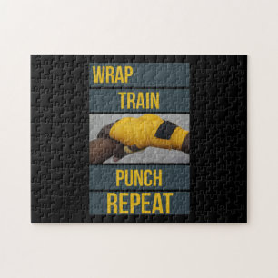Boxing Boxer Training Quote Wrap Train Repeat Jigsaw Puzzle