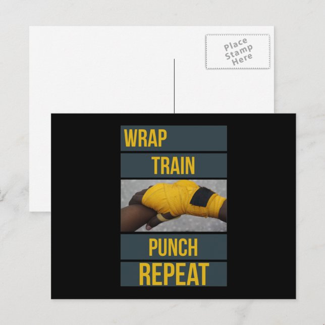 Boxing Boxer Training Quote Wrap Train Repeat Postcard (Front/Back)