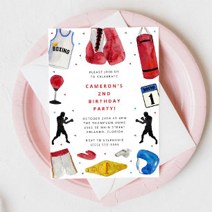 Boxing Boy Birthday Party Invitation