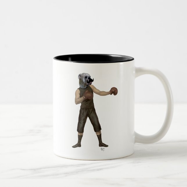 Boxing Bulldog Full Two-Tone Coffee Mug (Right)