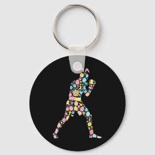 Boxing Bunny Easter Egg Easter Day Womens Mens Kid Keychain