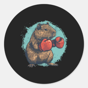 Boxing Capybyra Lover Boxing Gloves Kickboxing Fun Classic Round Sticker