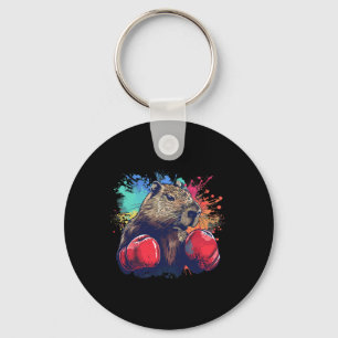 Boxing Capybyra With Boxing Gloves Kickboxing Funn Keychain