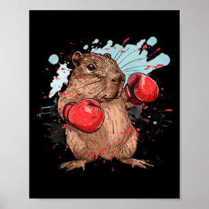 Boxing Capybyra With Boxing Gloves Kickboxing Funn Poster