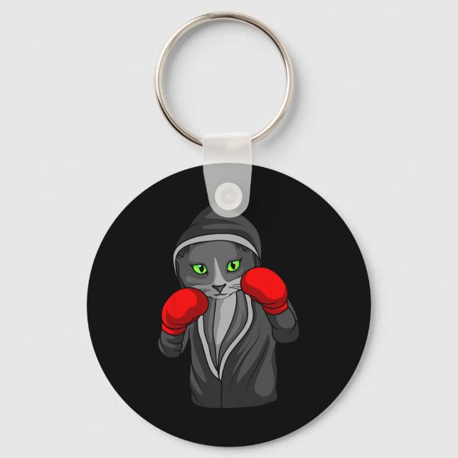 Boxing Cat Boxer Coach Combat Sport Trainee Studen Keychain (Front)