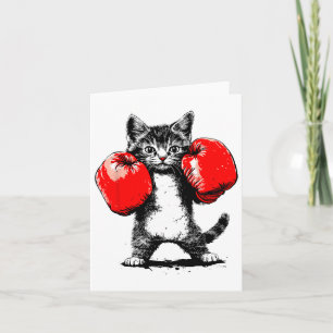 Boxing Cat Sport Gloves Cool Cute Funny Men Women Card