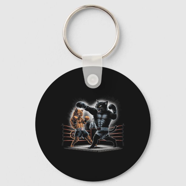 Boxing Cats Kitty Boxing Lovers Graphic Design  Keychain (Front)
