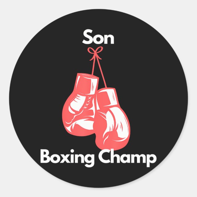 Boxing Champ Son Boxing Gloves Childs Day Classic Round Sticker (Front)