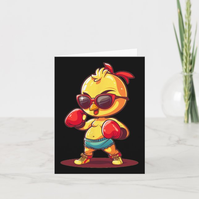 Boxing Chicken With Sungles Costume  Card (Front)