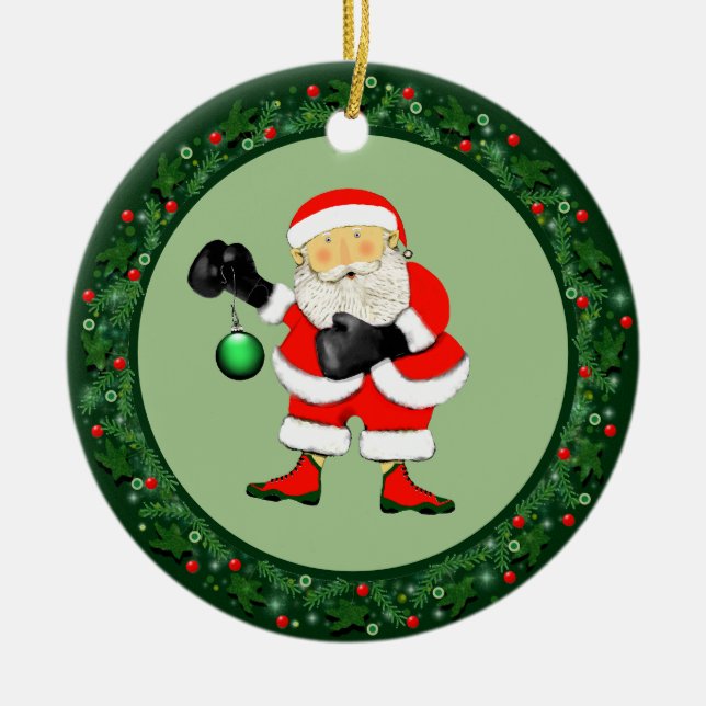 Boxing Christmas Collectable Ceramic Ornament (Front)