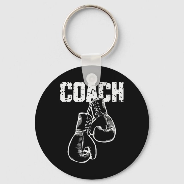 Boxing Coach Kickboxing Retro Boxing Gloves Boxer  Keychain (Front)