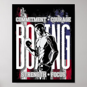 Boxing Commitment Courage Strength Focus Poster