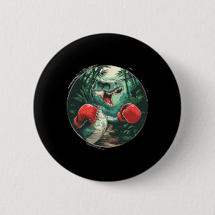 Boxing Dinosaur Boxer Dino Kickboxing T-rex Boxing 2 Inch Round Button