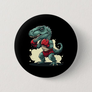 Boxing Dinosaur Boxer Dino Kickboxing T-rex Boxing 2 Inch Round Button