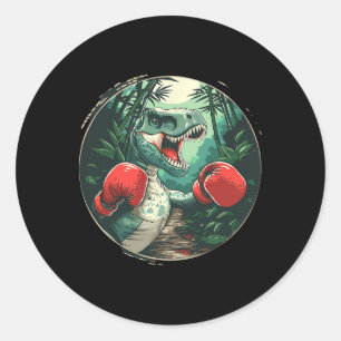 Boxing Dinosaur Boxer Dino Kickboxing T-rex Boxing Classic Round Sticker