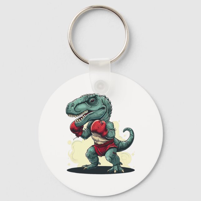 Boxing Dinosaur Boxer Dino Kickboxing T-rex Boxing Keychain (Front)