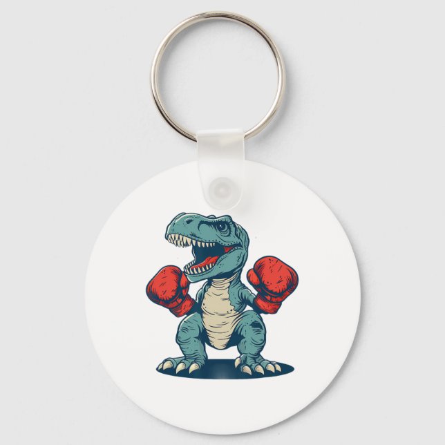Boxing Dinosaur Boxer Dino Kickboxing T-rex Boxing Keychain (Front)