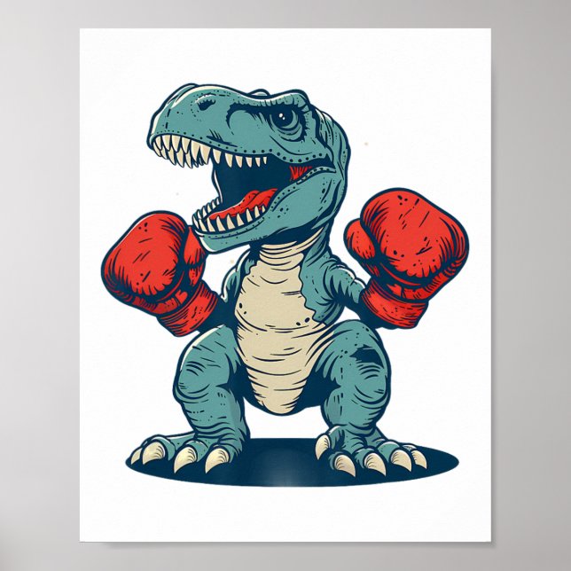 Boxing Dinosaur Boxer Dino Kickboxing T-rex Boxing Poster (Front)