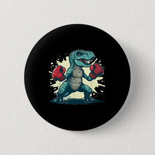 Boxing Dinosaur Boxer T-rex Kickboxing Dino Boxing 2 Inch Round Button