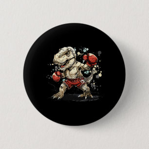 Boxing Dinosaur Boxer T-rex Kickboxing Dino Boxing 2 Inch Round Button