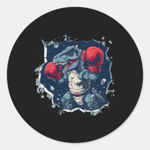 Boxing Dinosaur Boxer T-rex Kickboxing Dino Boxing Classic Round Sticker