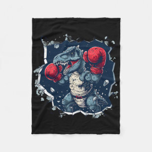 Boxing Dinosaur Boxer T-rex Kickboxing Dino Boxing Fleece Blanket