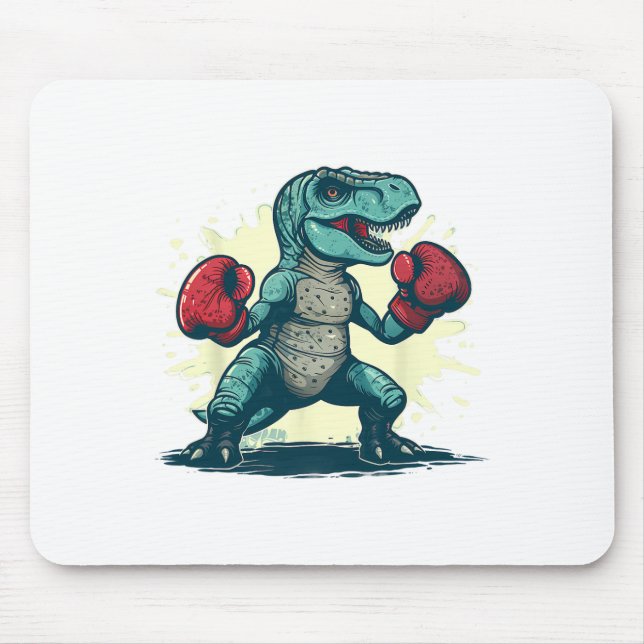 Boxing Dinosaur Boxer T-rex Kickboxing Dino Boxing Mouse Pad (Front)