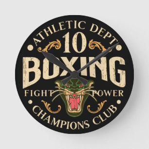 Boxing distressed panther emblem vintage T-Shirt P Round Clock