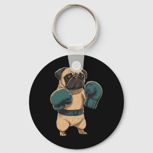 Boxing Dog Pug Boxer Boxing Gloves Mma Kickboxer K Keychain