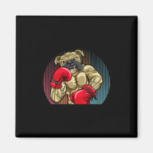Boxing Dog Wearing Heavyweight Boxing Gloves Bulld Magnet